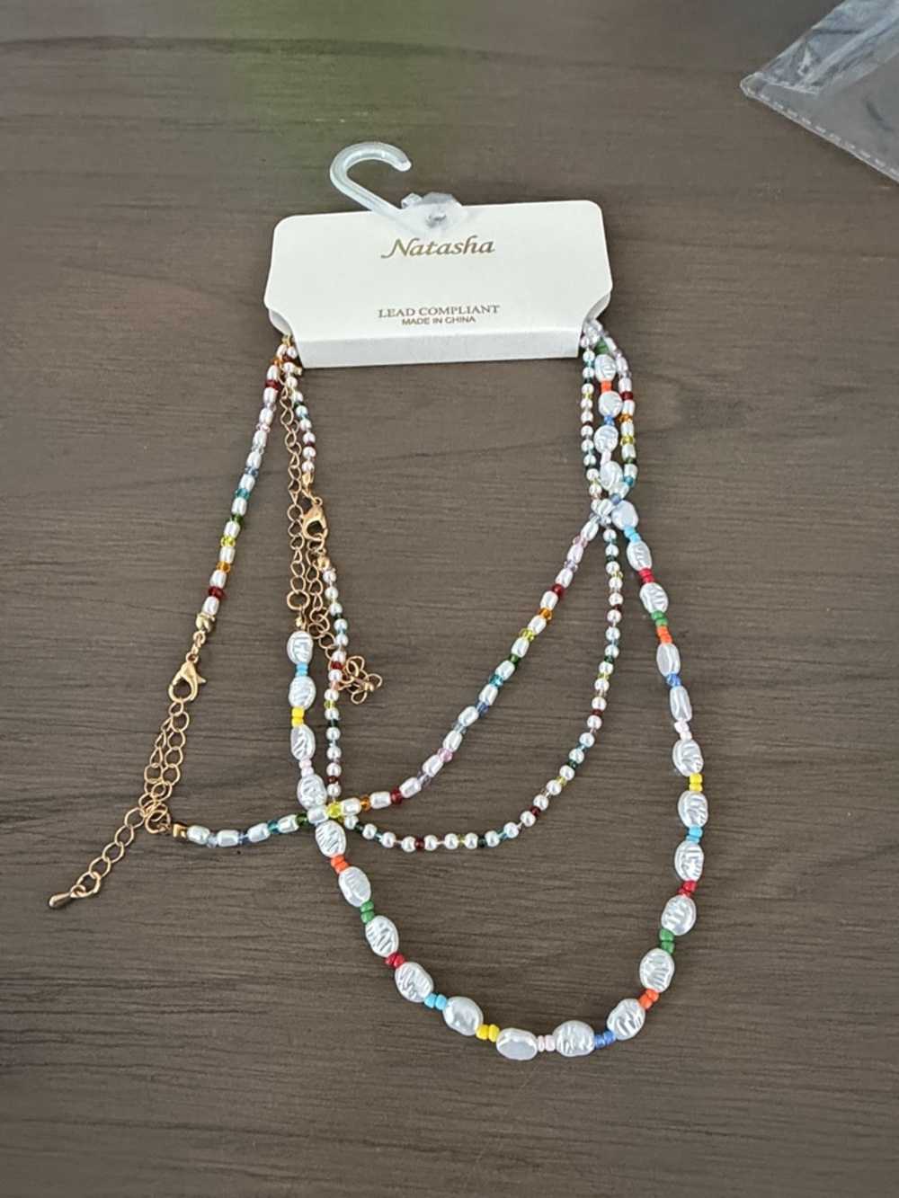 Nordstrom Natasha Multicolor Beaded Necklace set with Gold-Tone Chain